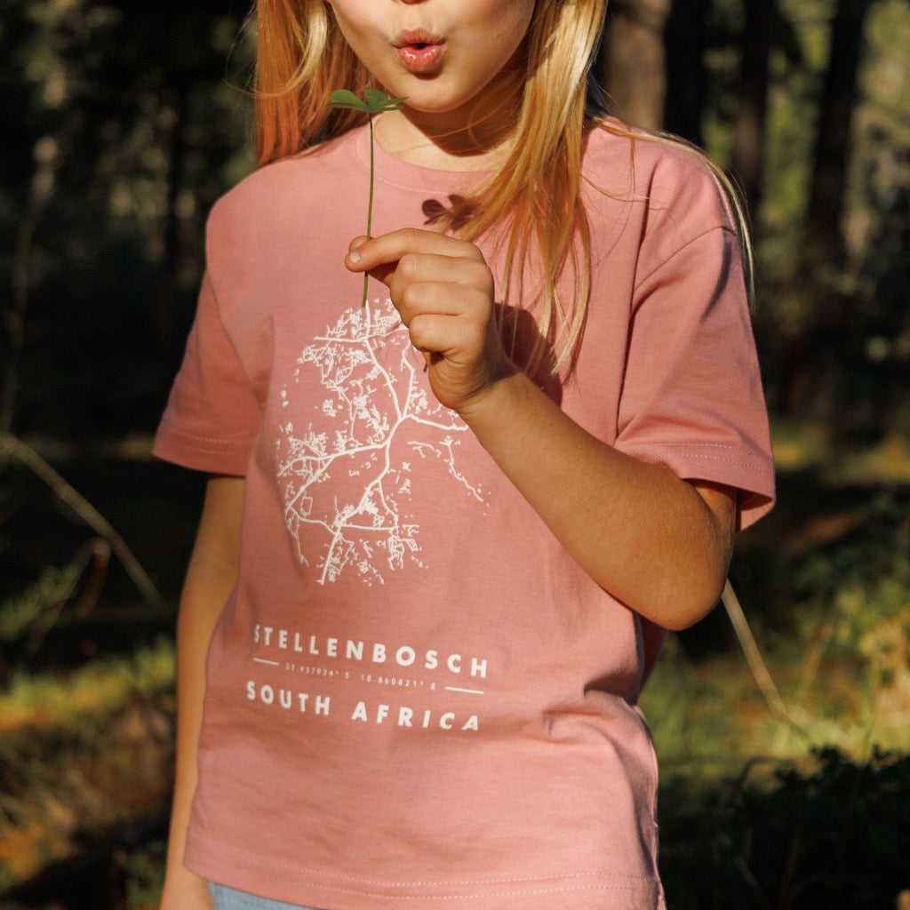 Stellenbosch Map Kid's Dusty Pink Tee