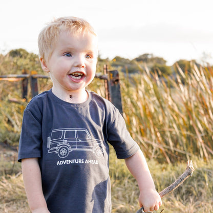 Adventure Ahead Kid's Charcoal Tee - Land Cruiser