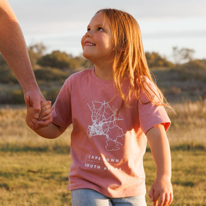 Cape Town Map Kid's Dusty Pink Tee