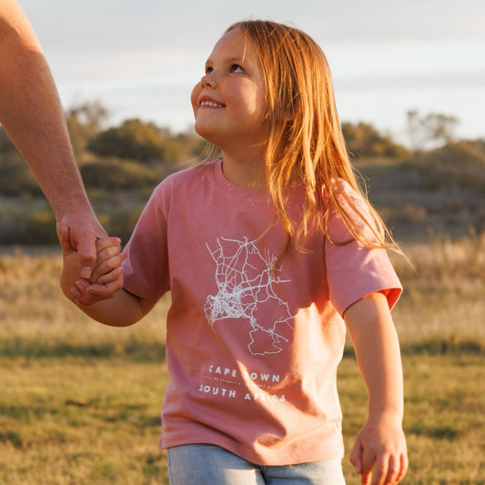 Cape Town Map Kid's Dusty Pink Tee
