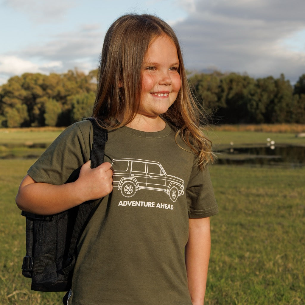 Adventure Ahead Kid's African Olive Tee - Land Cruiser