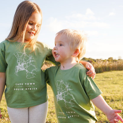 Cape Town Map Kid's African Sage Tee