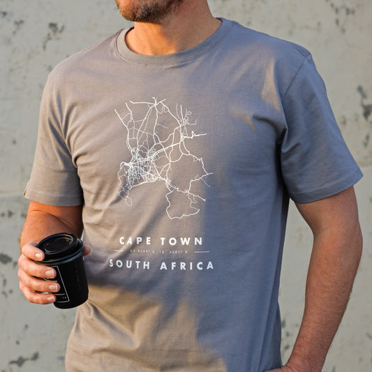 Cape Town Map Light Grey Tee