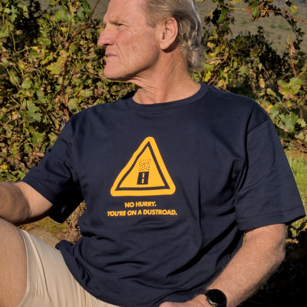 No Hurry Warning Sign Navy Tee