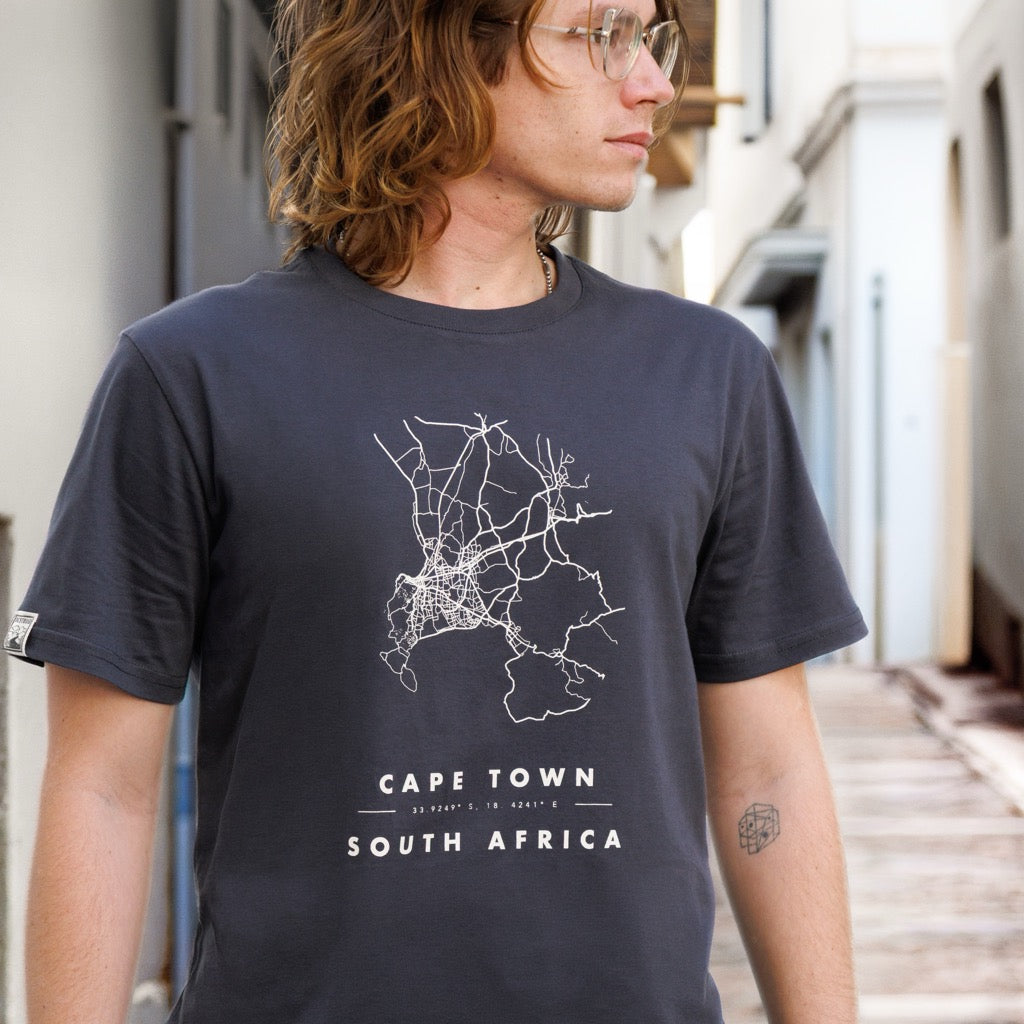 Cape Town Map Charcoal Tee