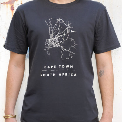 Cape Town Map Charcoal Tee