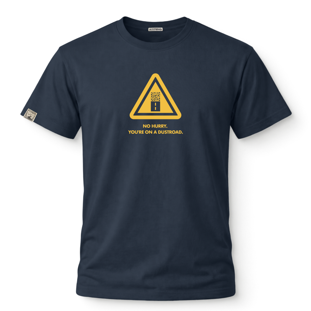 No Hurry Warning Sign Navy Tee